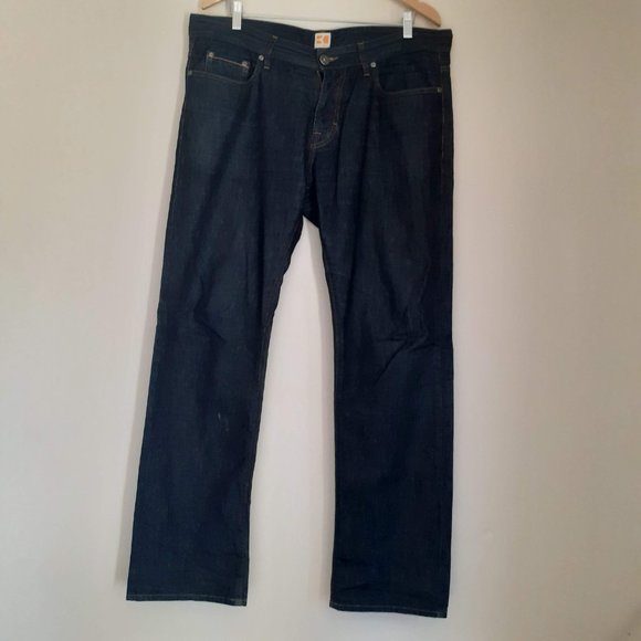 BOSS ORANGE BO3 STRAIGHT LEG JEANS DARK INDIGO BLUE 36"men=16"women, measured - Picture 2 of 11